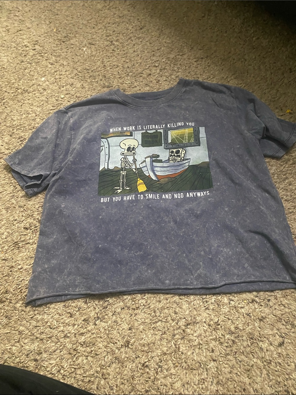 Nickelodeon Washed Blue Graphic Tee with Skeleton Boat Scene